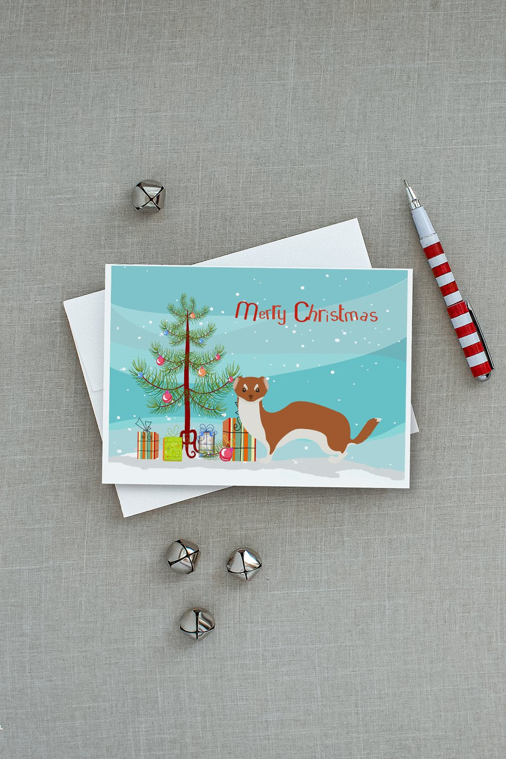 Weasel Christmas Greeting Cards and Envelopes Pack of 8 - the-store.com