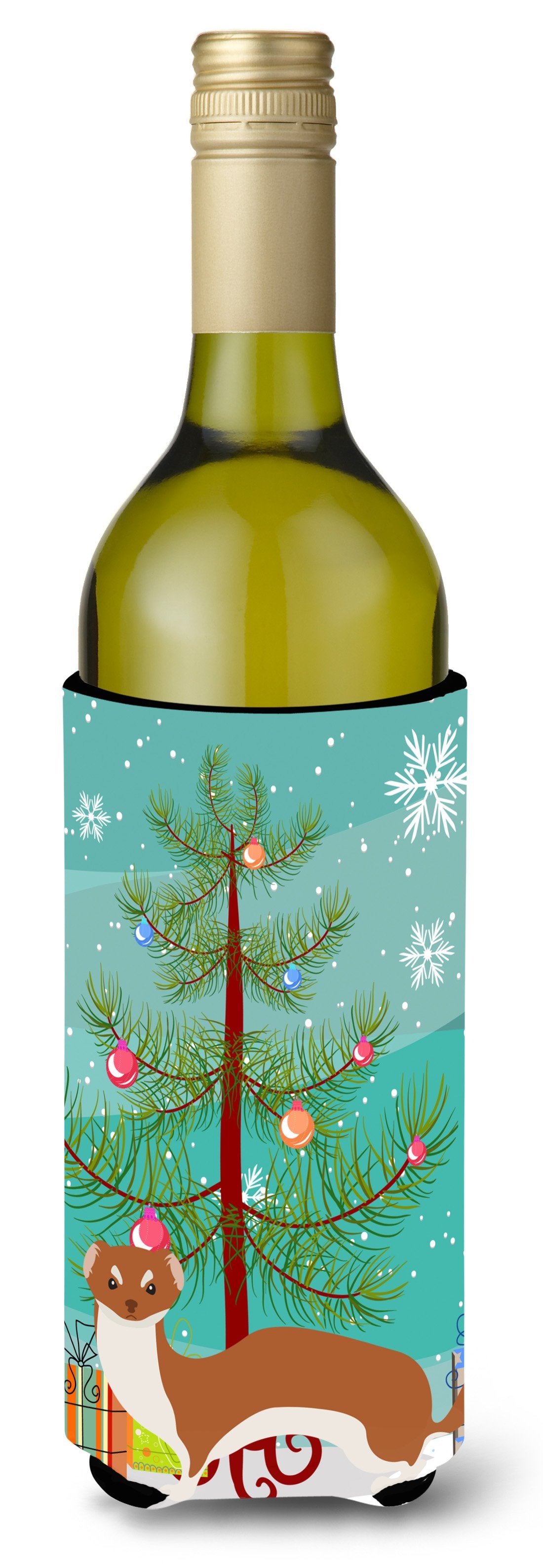Weasel Christmas Wine Bottle Beverge Insulator Hugger BB9237LITERK by Caroline&#39;s Treasures