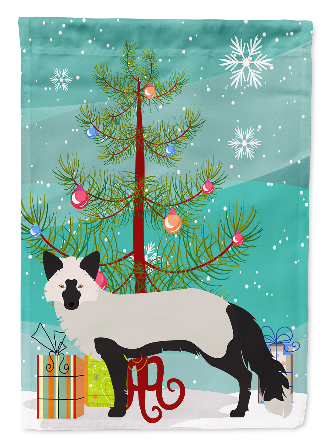 Silver Fox Christmas Flag Canvas Taille Maison BB9238CHF