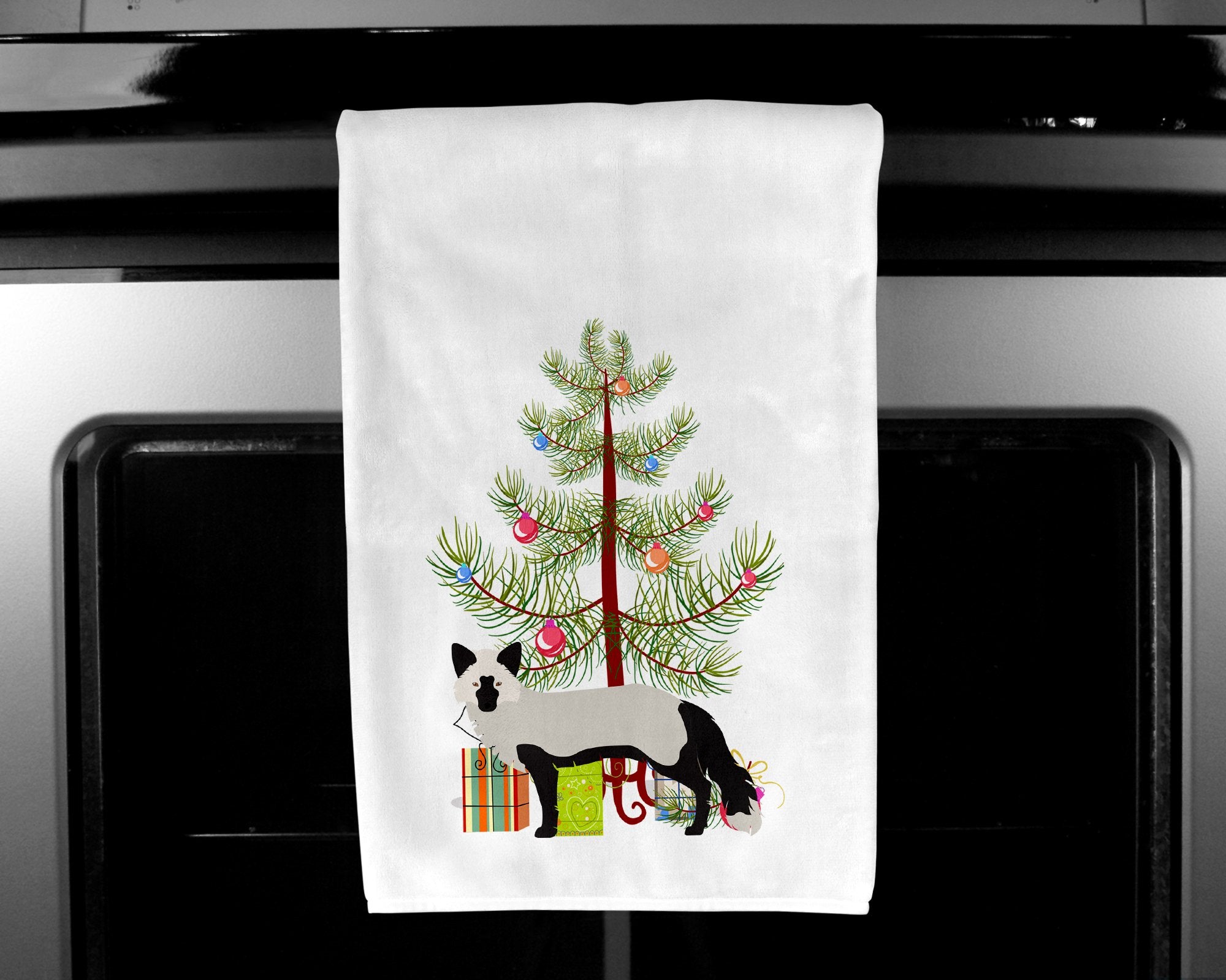 Silver Fox Christmas White Kitchen Towel Set of 2 BB9238WTKT by Caroline's Treasures
