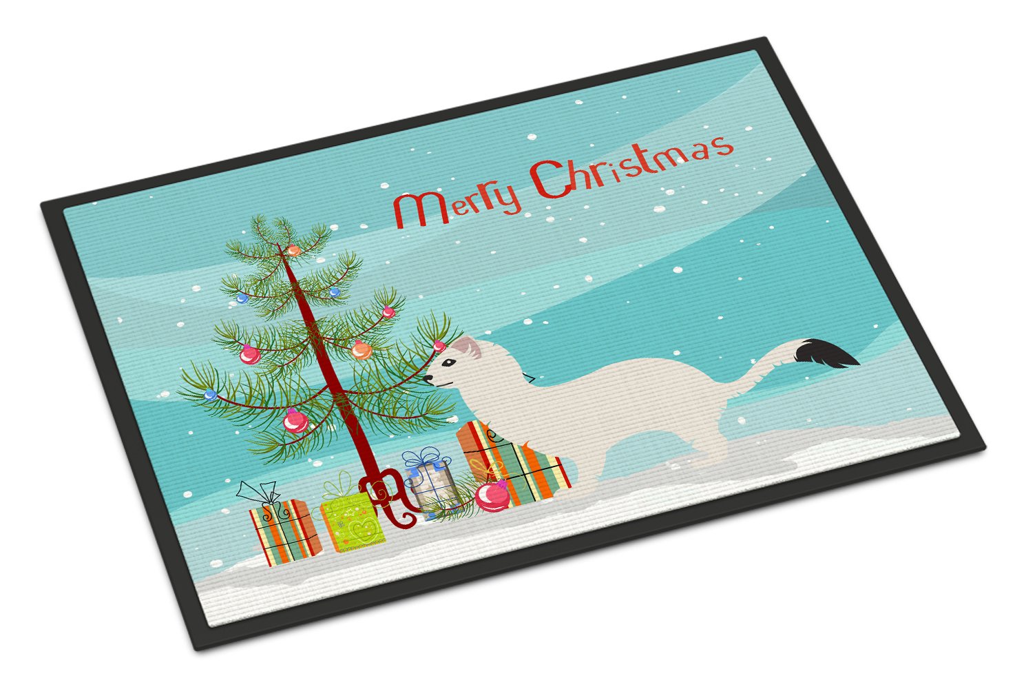 Stoat Short-tailed Weasel Christmas Indoor or Outdoor Mat 24x36 BB9239JMAT by Caroline's Treasures
