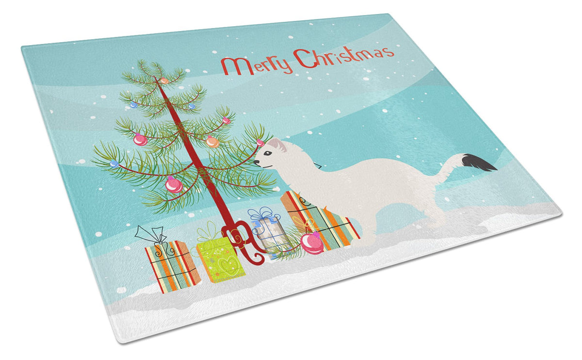 Stoat Short-tailed Weasel Christmas Glass Cutting Board Large BB9239LCB by Caroline&#39;s Treasures