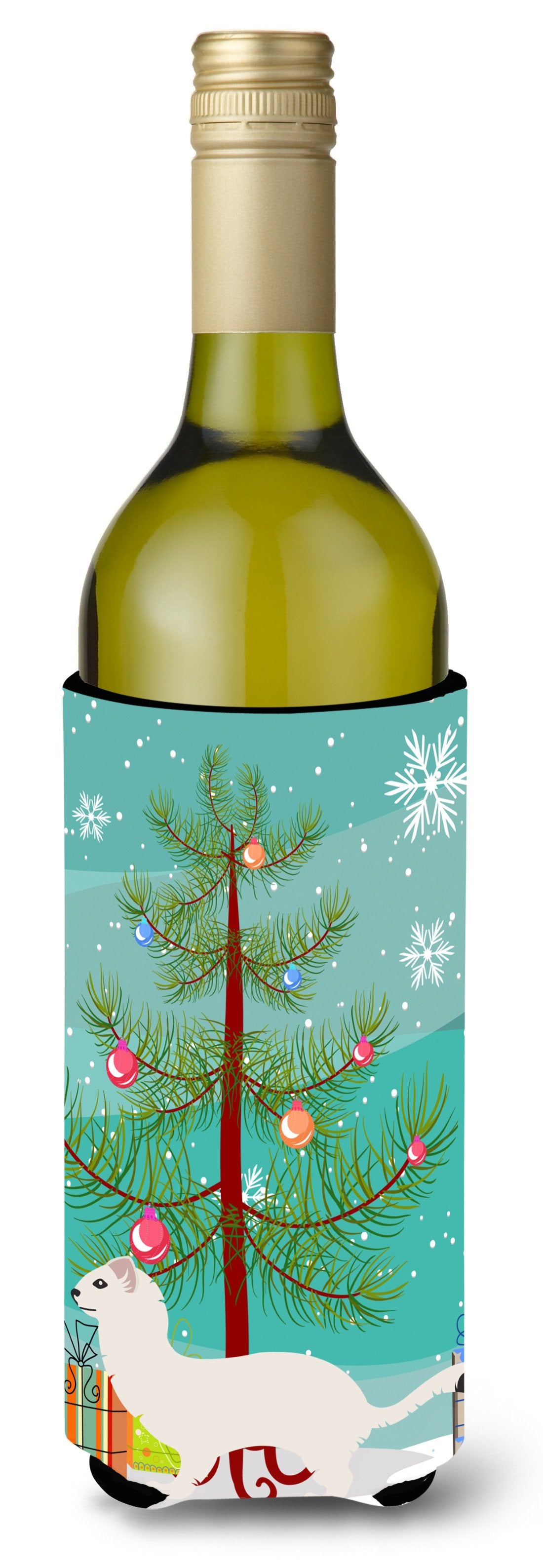 Stoat Short-tailed Weasel Christmas Wine Bottle Beverge Insulator Hugger BB9239LITERK by Caroline&#39;s Treasures