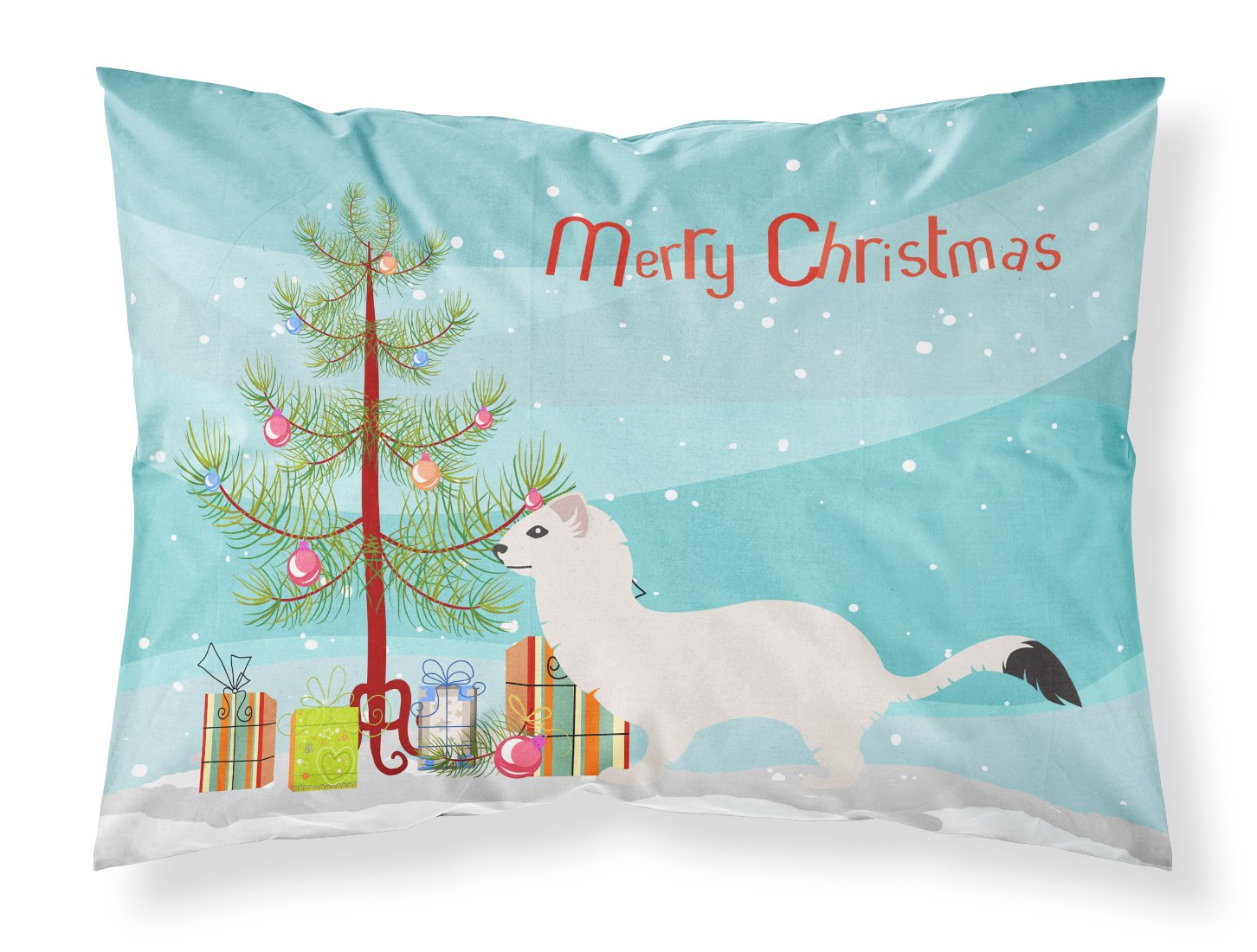 Stoat Short-tailed Weasel Christmas Fabric Standard Pillowcase BB9239PILLOWCASE by Caroline's Treasures