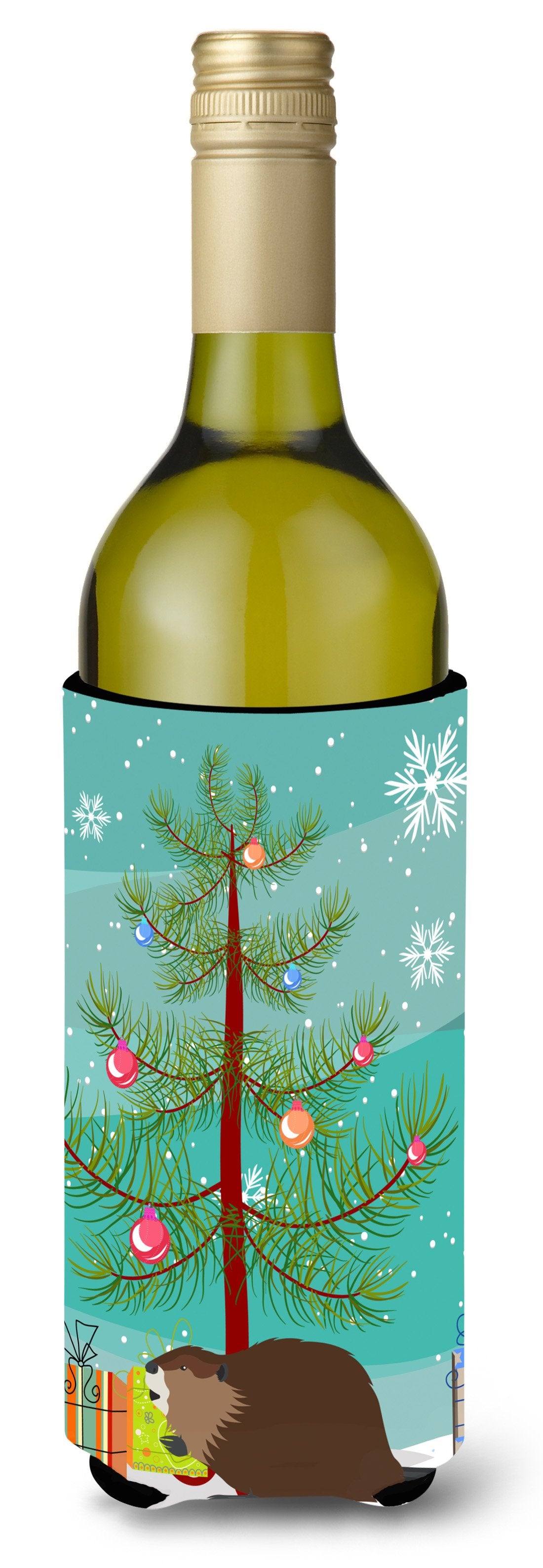 Eurasian Beaver Christmas Wine Bottle Beverge Insulator Hugger BB9240LITERK by Caroline&#39;s Treasures