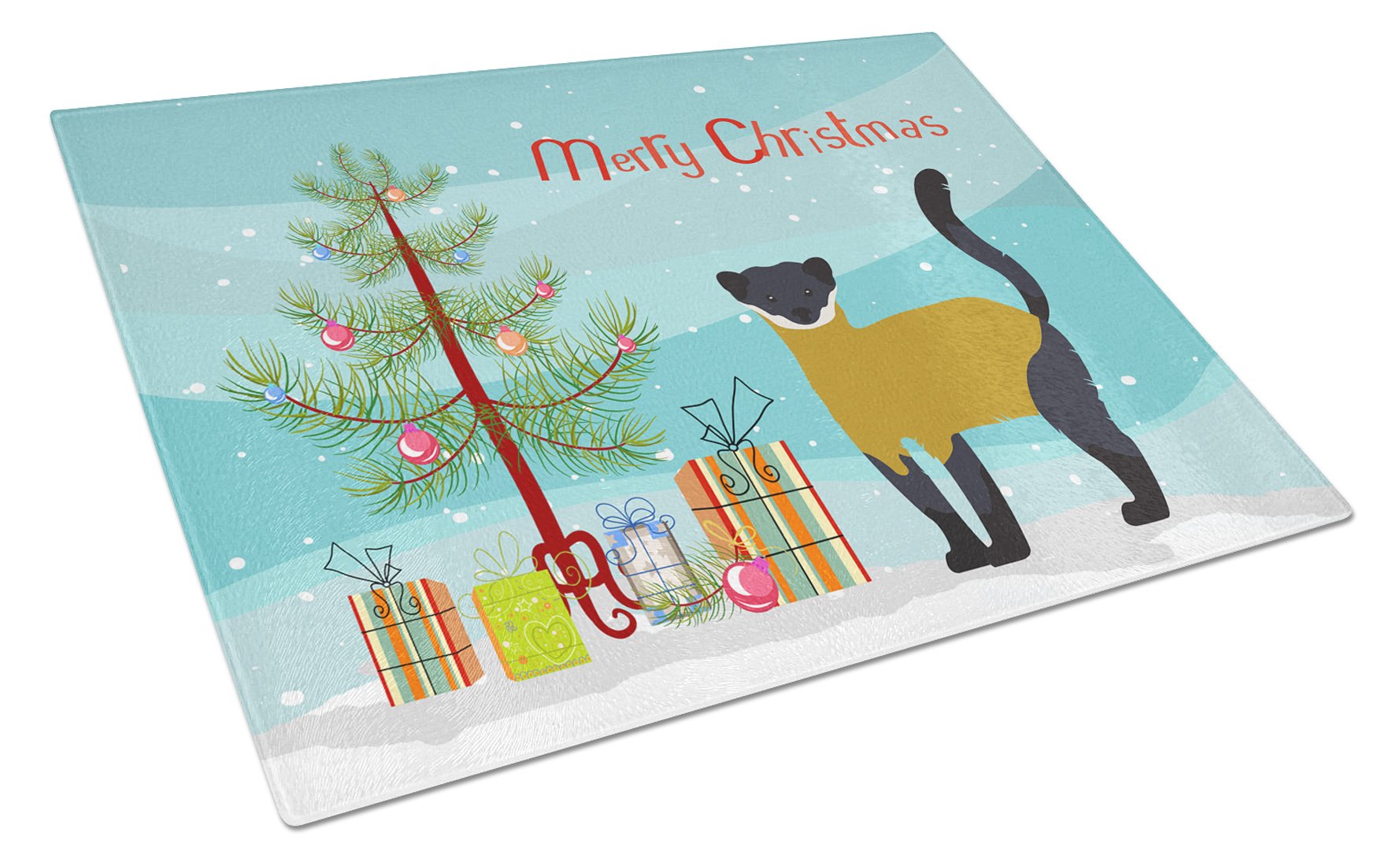 Yellow-Throated Marten Christmas Glass Cutting Board Large BB9241LCB by Caroline's Treasures