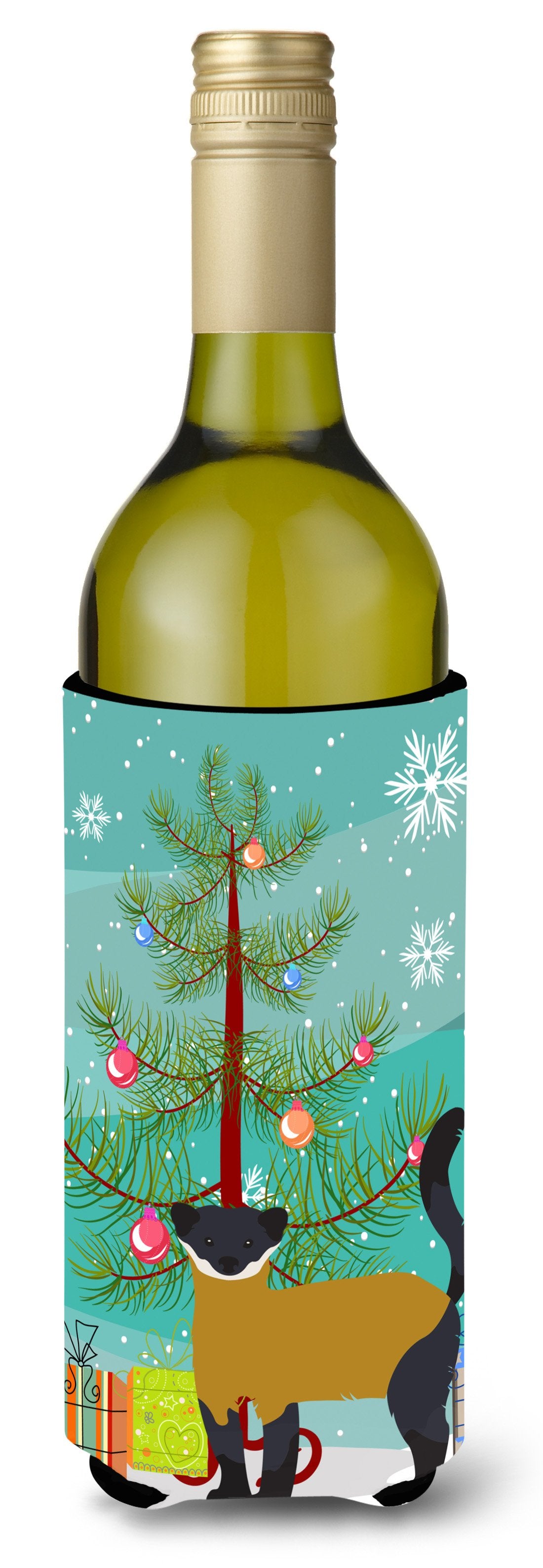 Yellow-Throated Marten Christmas Wine Bottle Beverge Insulator Hugger BB9241LITERK by Caroline&#39;s Treasures