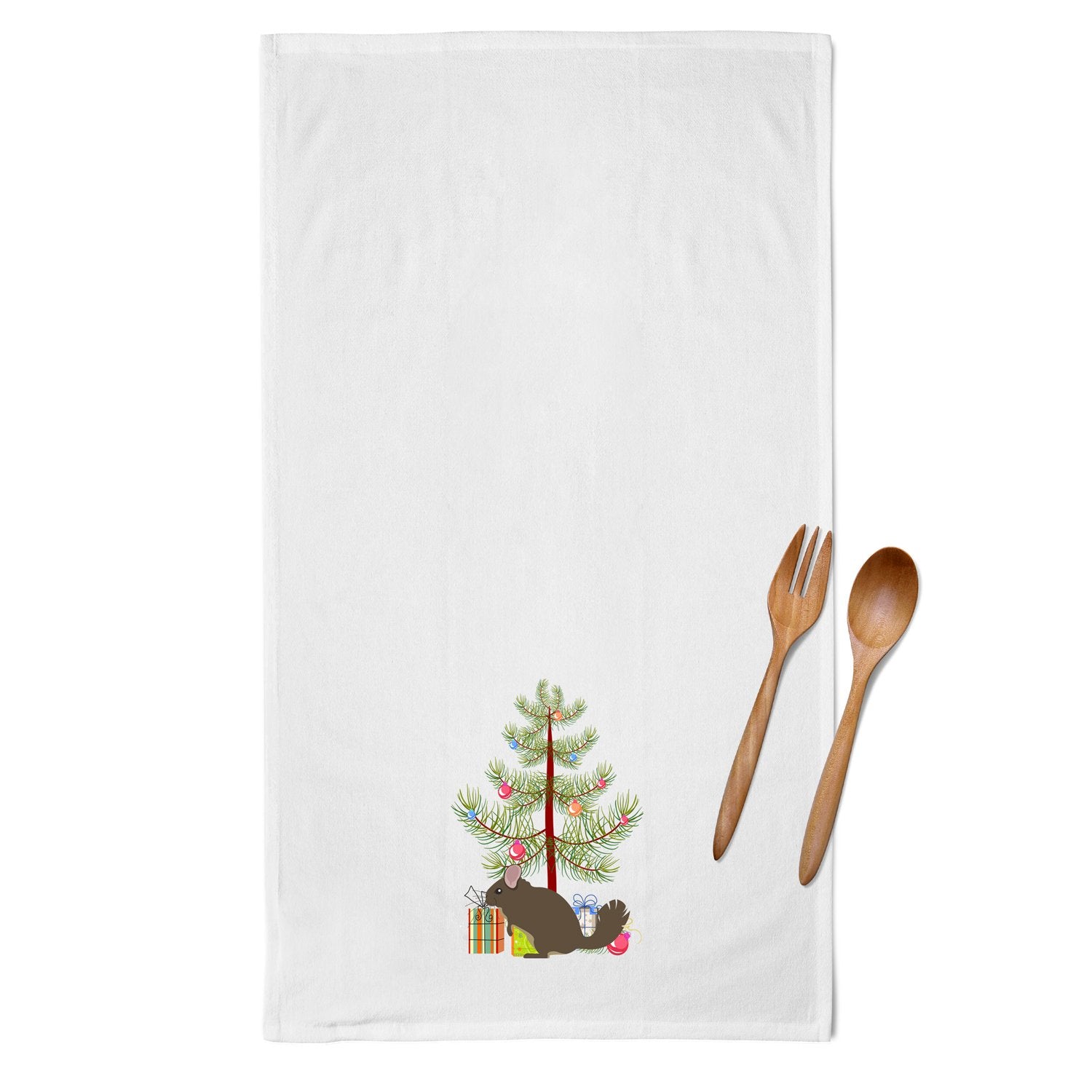 Chinchilla Christmas White Kitchen Towel Set of 2 BB9242WTKT by Caroline's Treasures