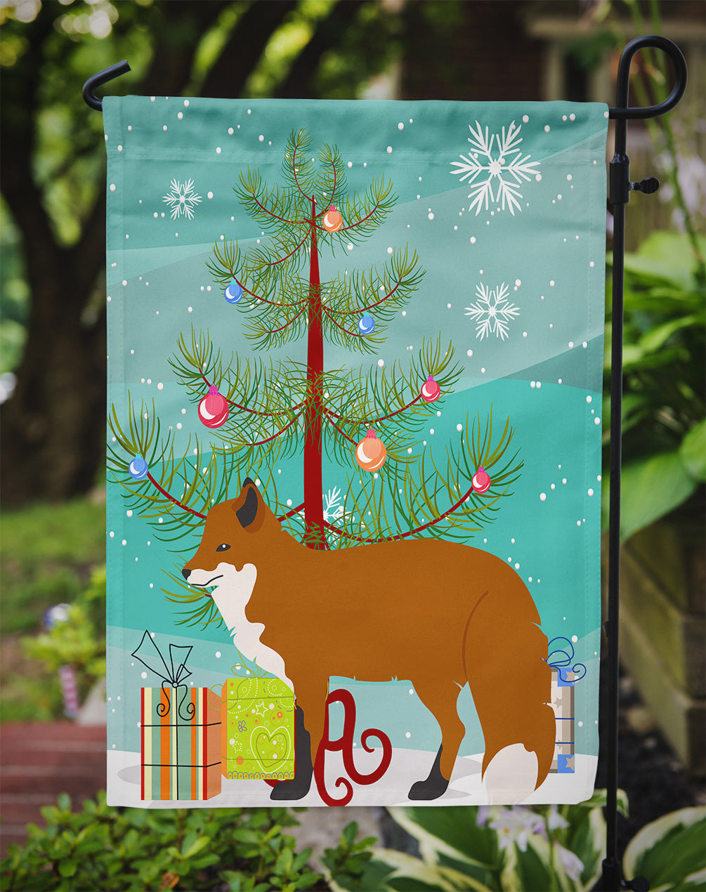 Red Fox Christmas Flag Garden Size BB9243GF