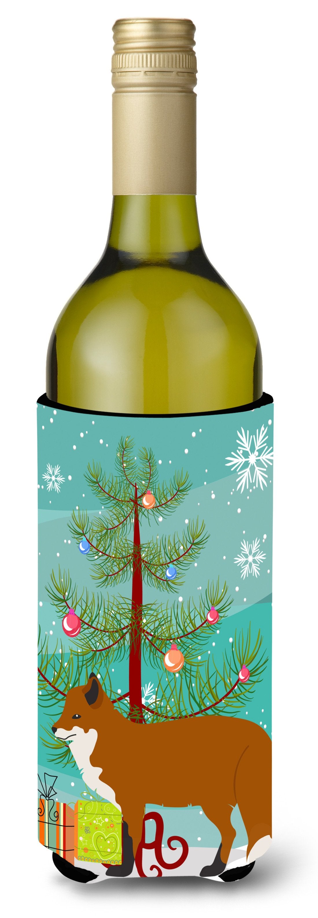 Red Fox Christmas Wine Bottle Beverge Insulator Hugger BB9243LITERK by Caroline&#39;s Treasures