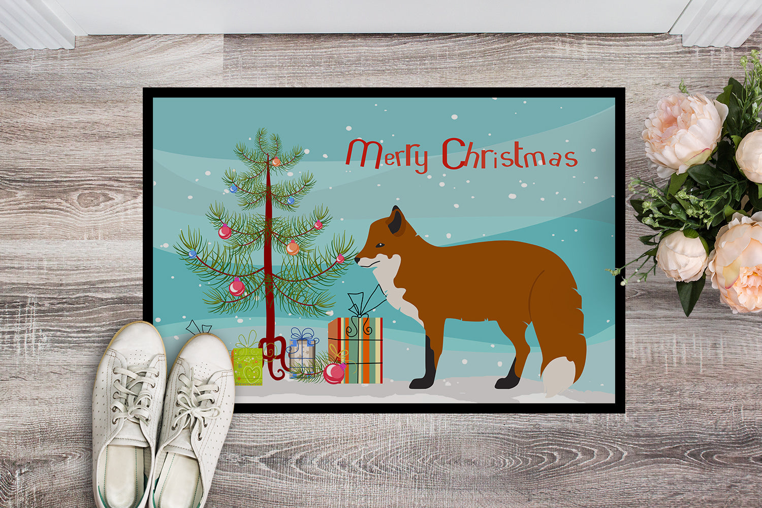 Red Fox Christmas Indoor or Outdoor Mat 18x27 BB9243MAT - the-store.com
