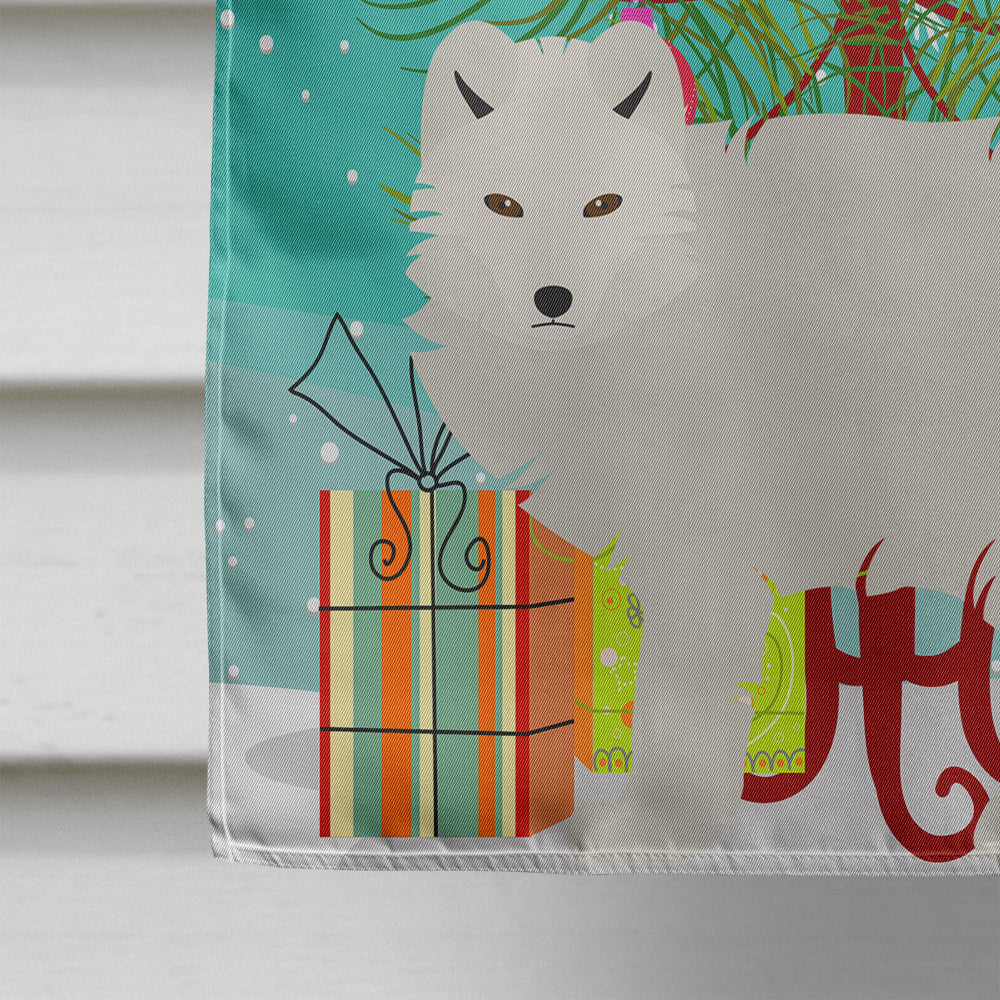 White Arctic Fox Christmas Flag Canvas House Size BB9244CHF  the-store.com.