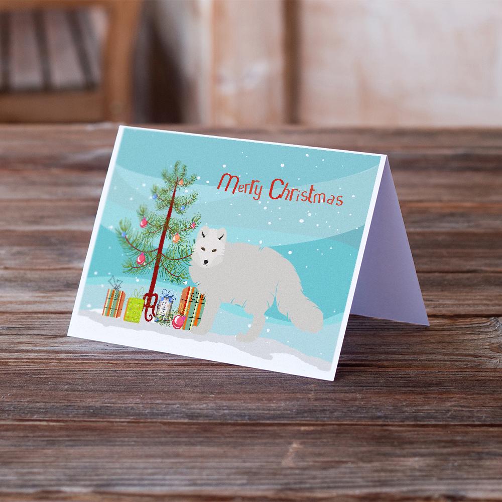 White Arctic Fox Christmas Greeting Cards and Envelopes Pack of 8 - the-store.com