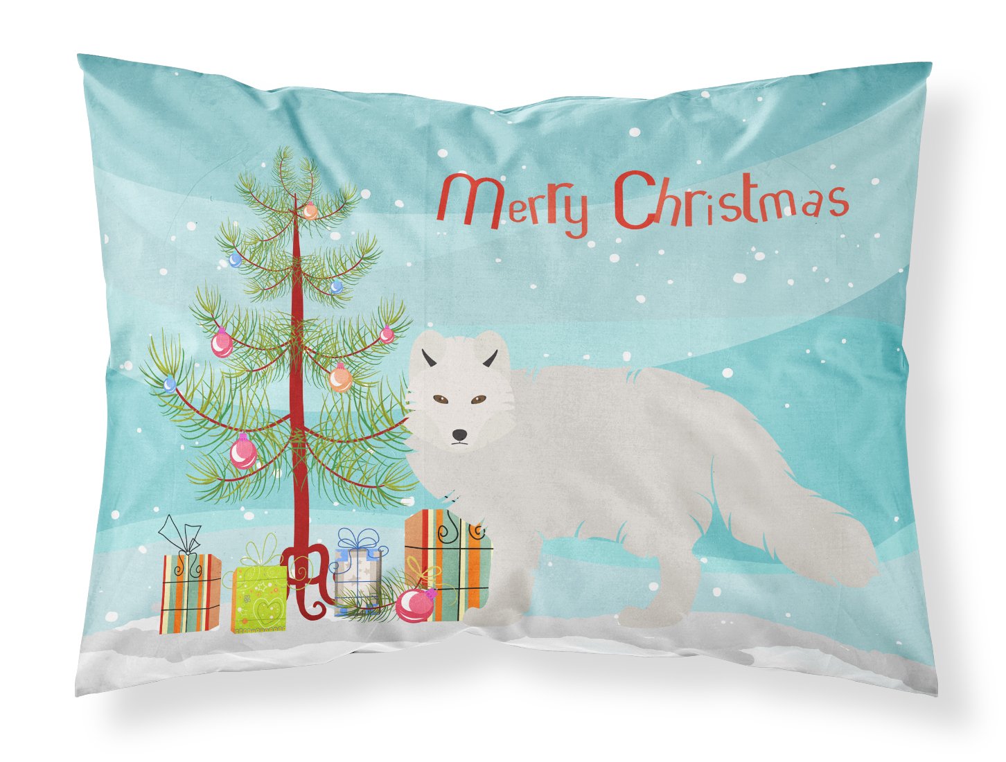 White Arctic Fox Christmas Fabric Standard Pillowcase BB9244PILLOWCASE by Caroline's Treasures