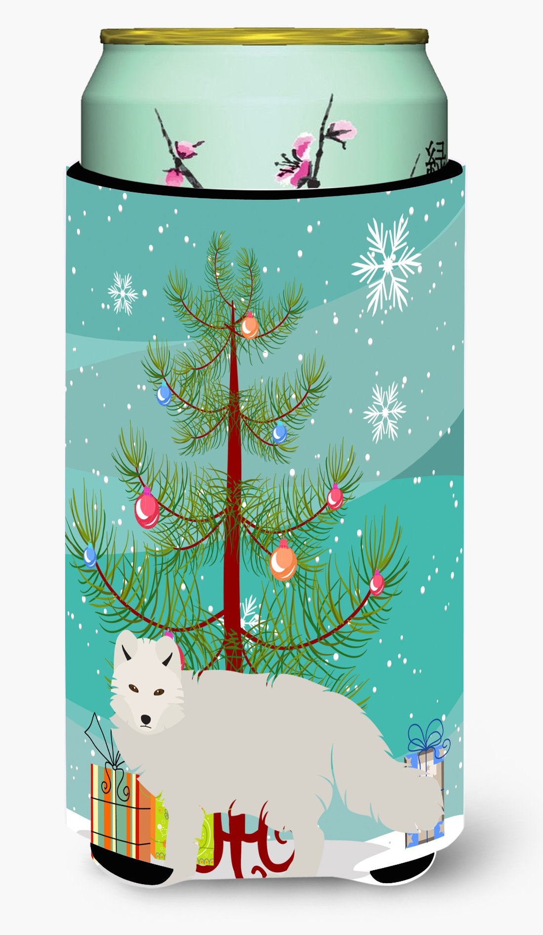 White Arctic Fox Christmas Tall Boy Beverage Insulator Hugger BB9244TBC by Caroline&#39;s Treasures