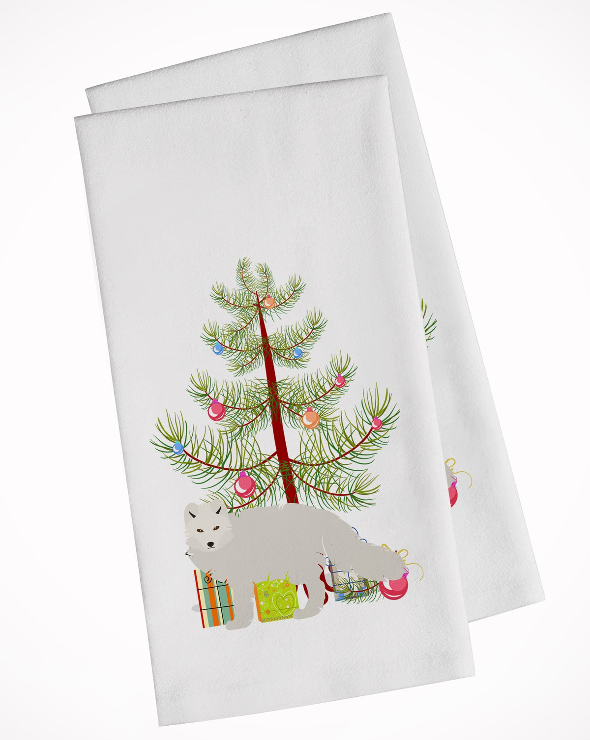 White Arctic Fox Christmas White Kitchen Towel Set of 2 BB9244WTKT by Caroline&#39;s Treasures