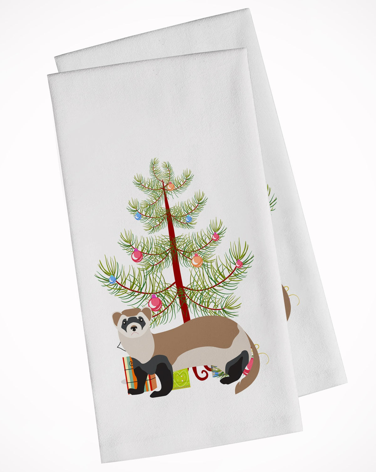 Ferret Christmas White Kitchen Towel Set of 2 BB9245WTKT by Caroline&#39;s Treasures