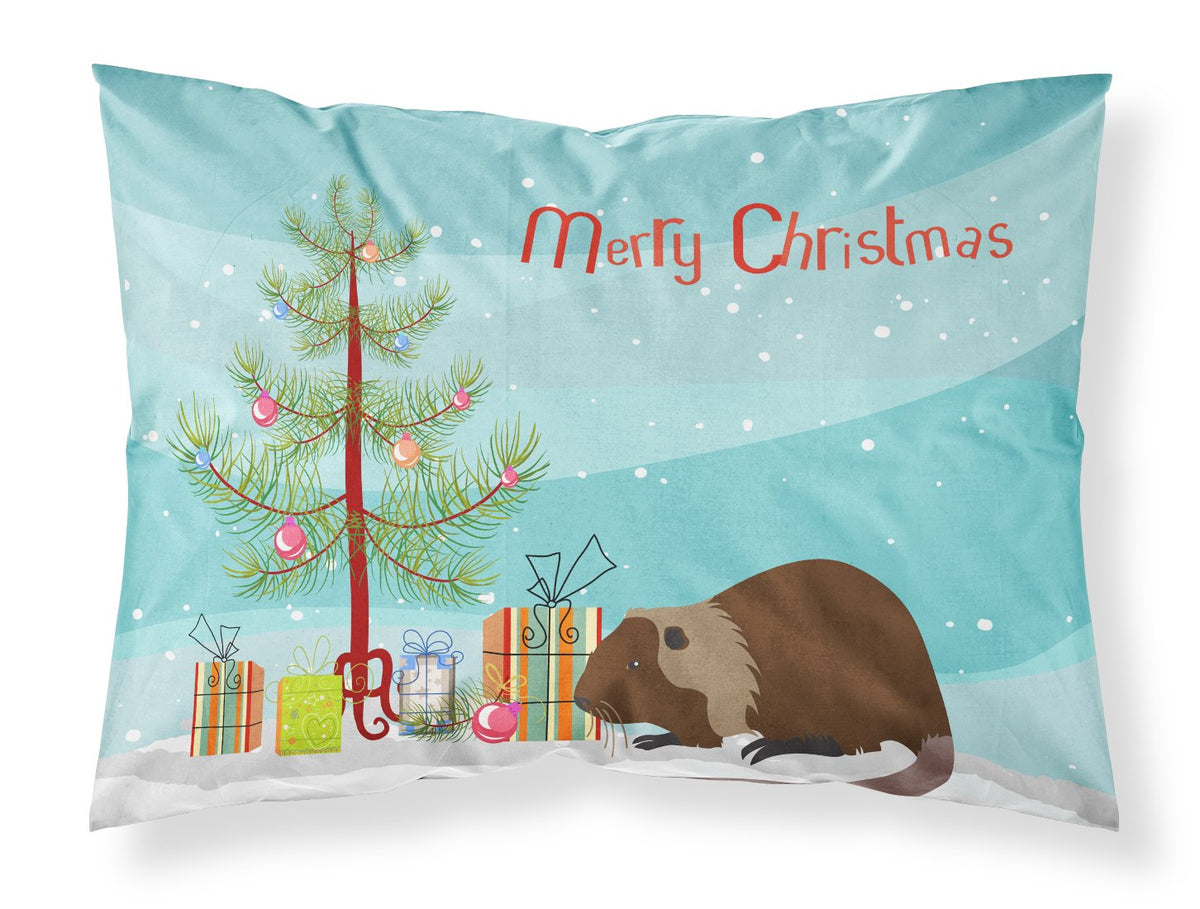 Coypu Nutria River Rat Christmas Fabric Standard Pillowcase BB9246PILLOWCASE by Caroline&#39;s Treasures