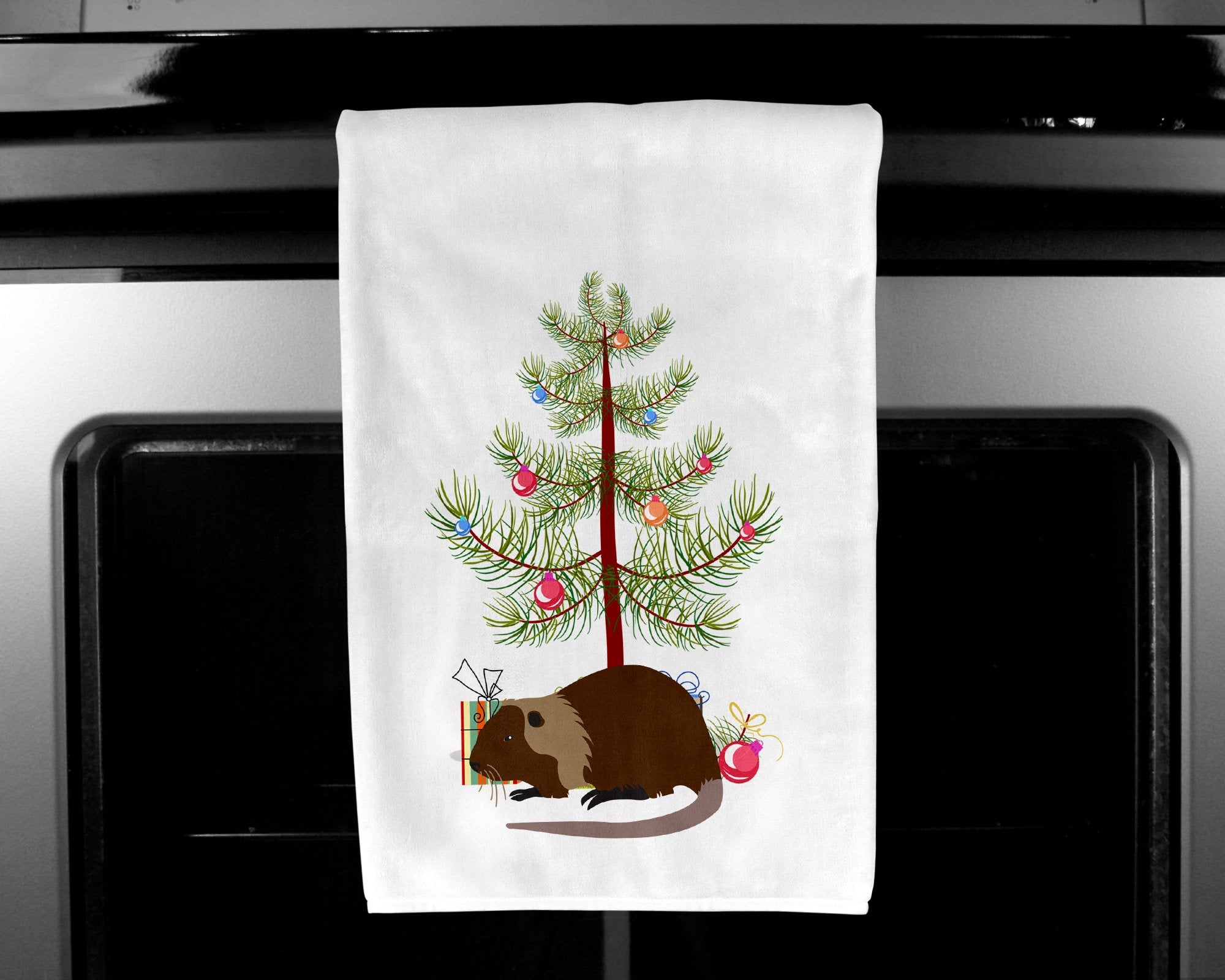 Coypu Nutria River Rat Christmas White Kitchen Towel Set of 2 BB9246WTKT by Caroline's Treasures