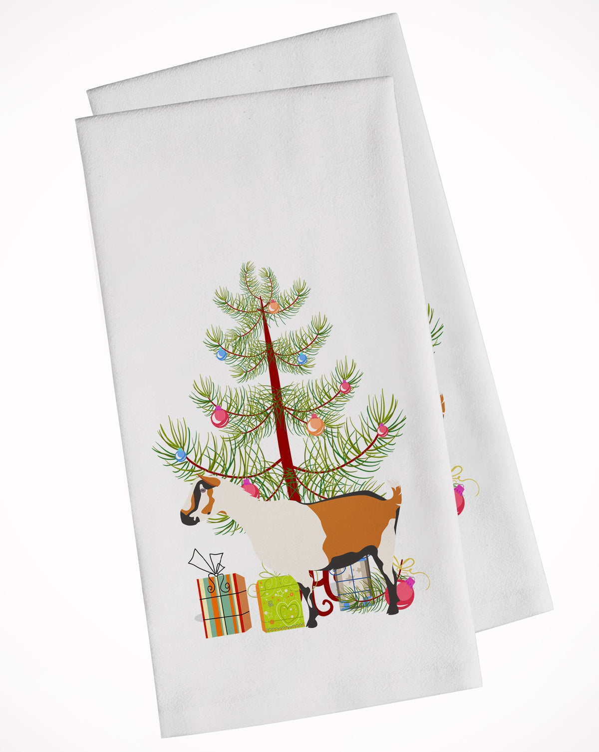 Alpine Goat Christmas White Kitchen Towel Set of 2 BB9247WTKT by Caroline&#39;s Treasures