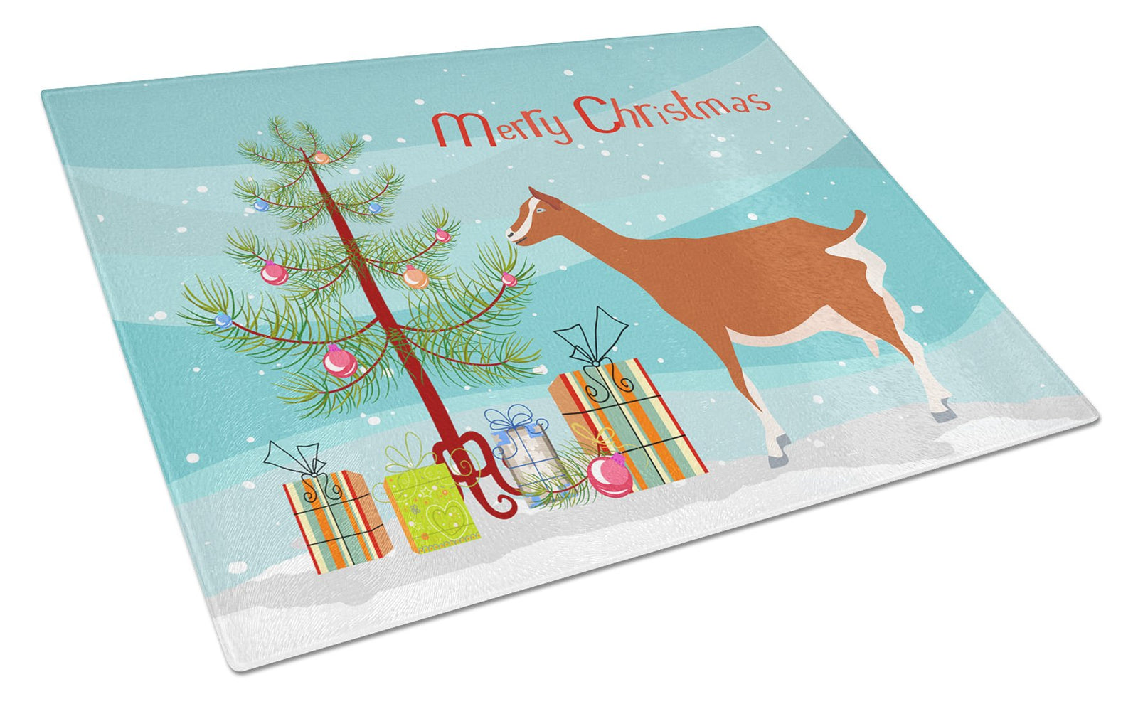 Toggenburger Goat Christmas Glass Cutting Board Large BB9248LCB by Caroline's Treasures