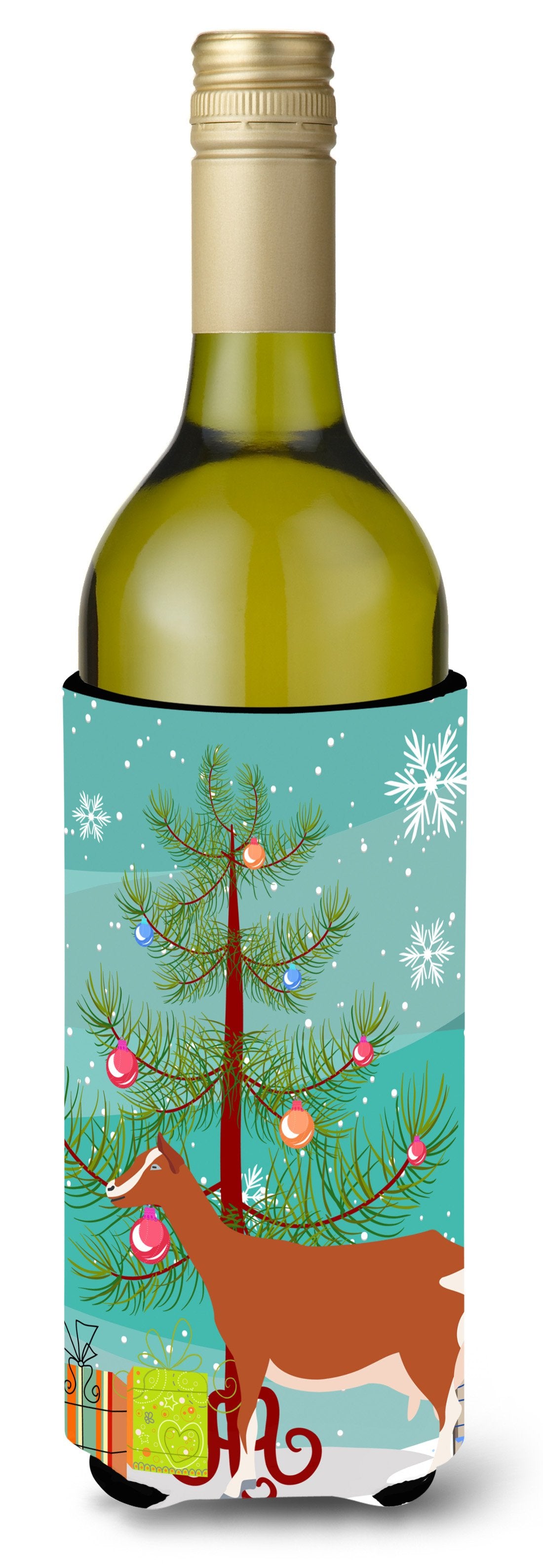 Toggenburger Goat Christmas Wine Bottle Beverge Insulator Hugger BB9248LITERK by Caroline&#39;s Treasures