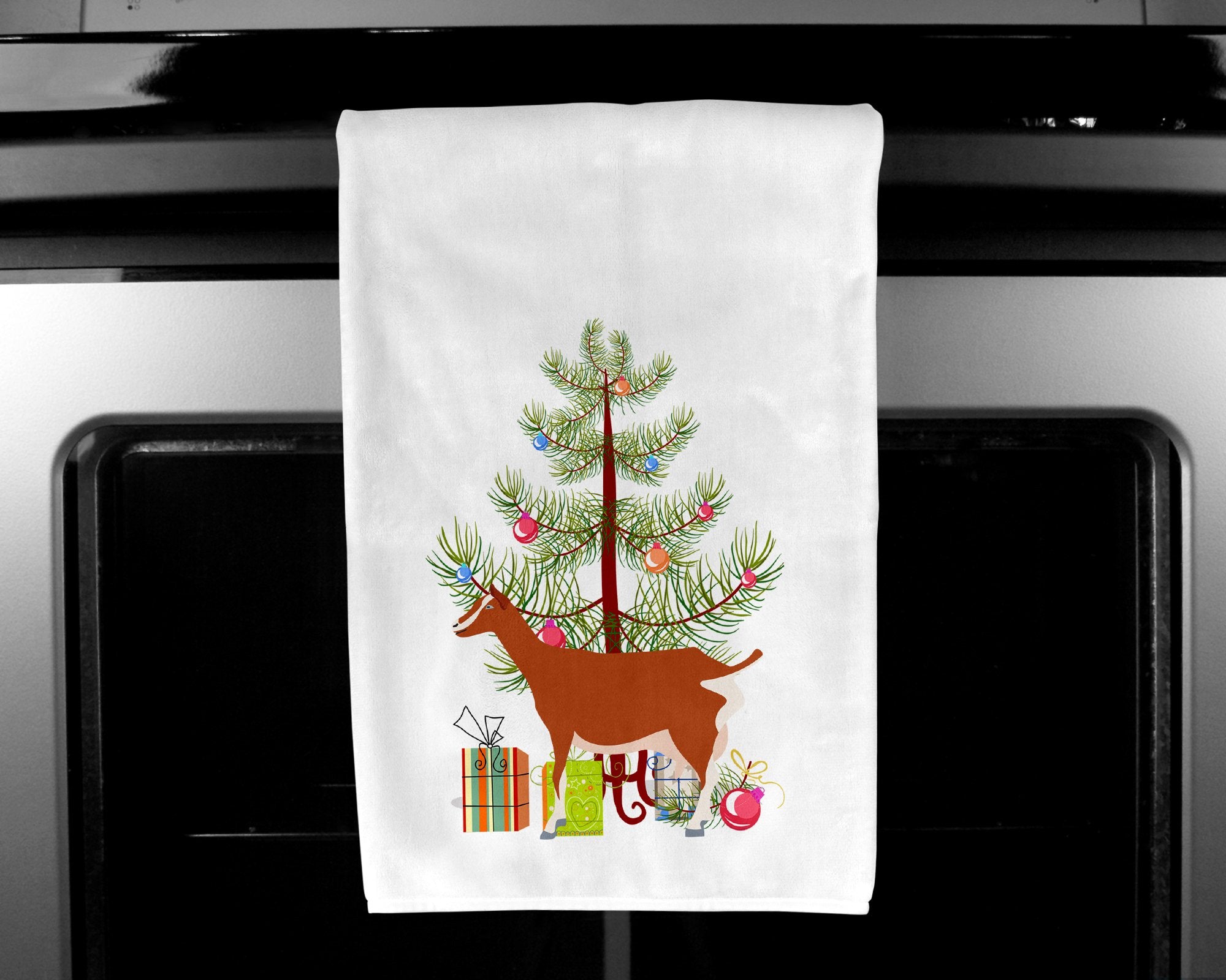 Toggenburger Goat Christmas White Kitchen Towel Set of 2 BB9248WTKT by Caroline's Treasures
