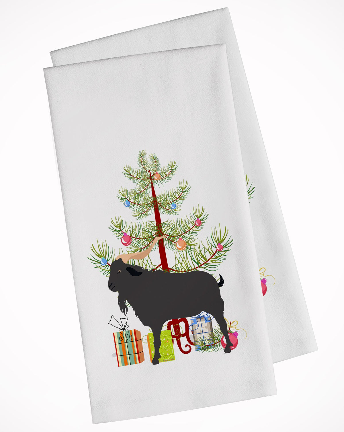 Verata Goat Christmas White Kitchen Towel Set of 2 BB9249WTKT by Caroline&#39;s Treasures