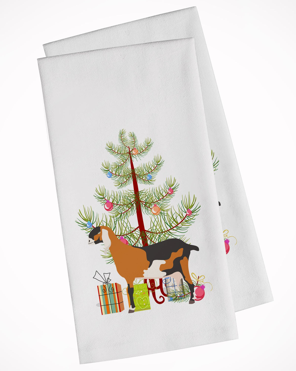 Anglo-nubian Nubian Goat Christmas White Kitchen Towel Set of 2 BB9250WTKT by Caroline&#39;s Treasures