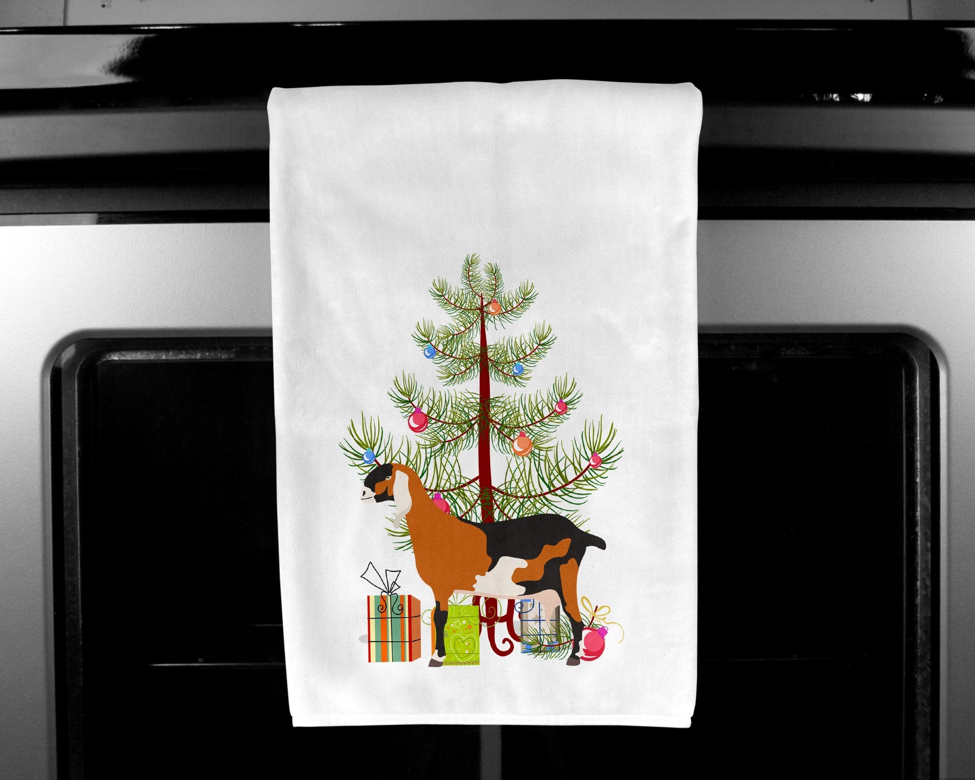 Anglo-nubian Nubian Goat Christmas White Kitchen Towel Set of 2 BB9250WTKT by Caroline's Treasures