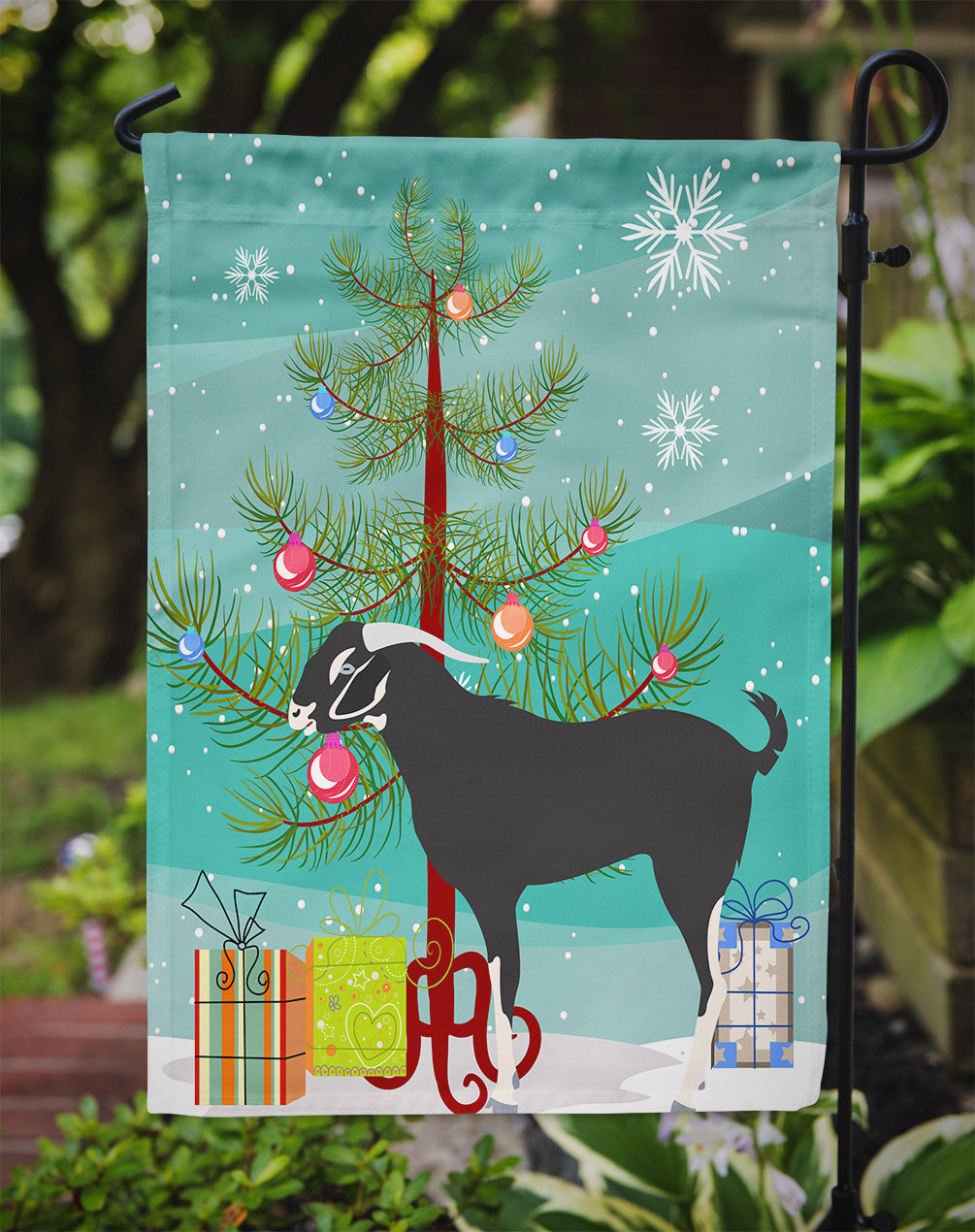 Black Bengal Goat Christmas Flag Garden Size BB9251GF