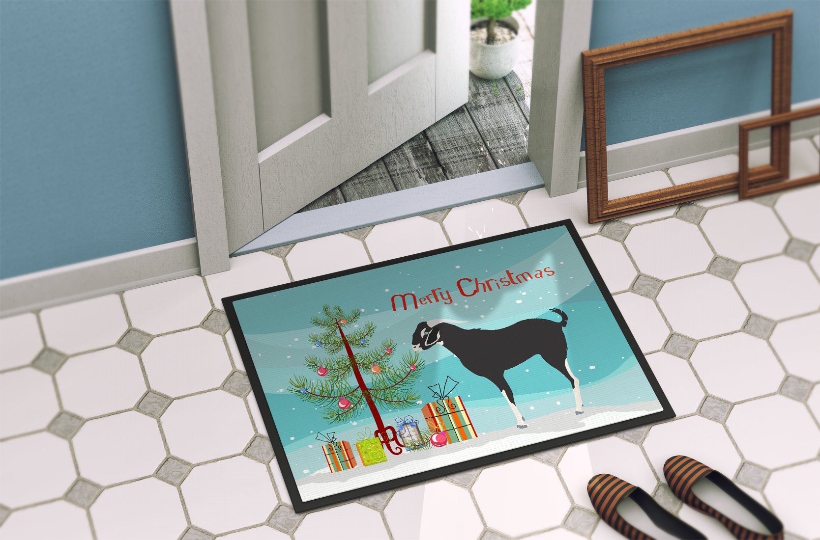 Black Bengal Goat Christmas Indoor or Outdoor Mat 24x36 BB9251JMAT by Caroline's Treasures