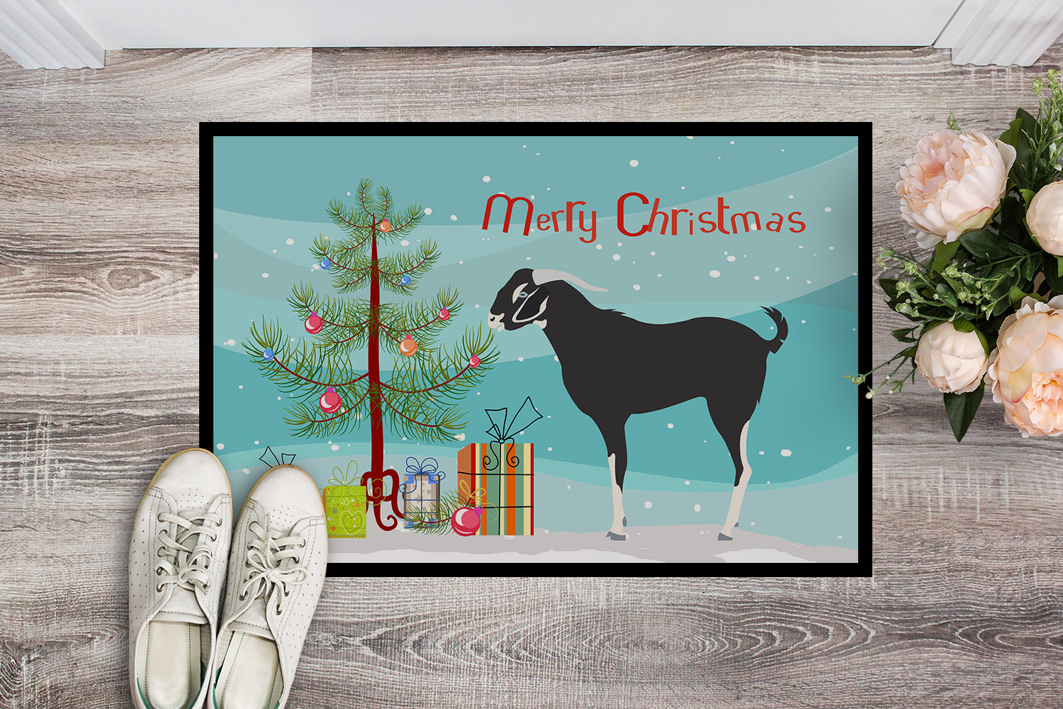 Black Bengal Goat Christmas Indoor or Outdoor Mat 18x27 BB9251MAT - the-store.com