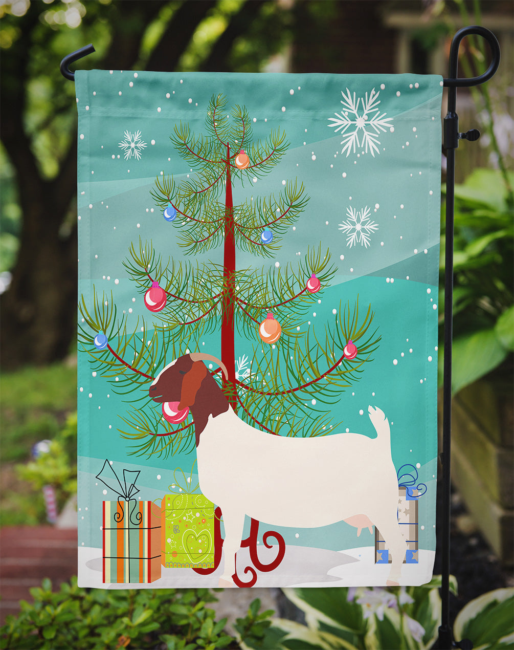 Boer Goat Christmas Flag Garden Size BB9253GF