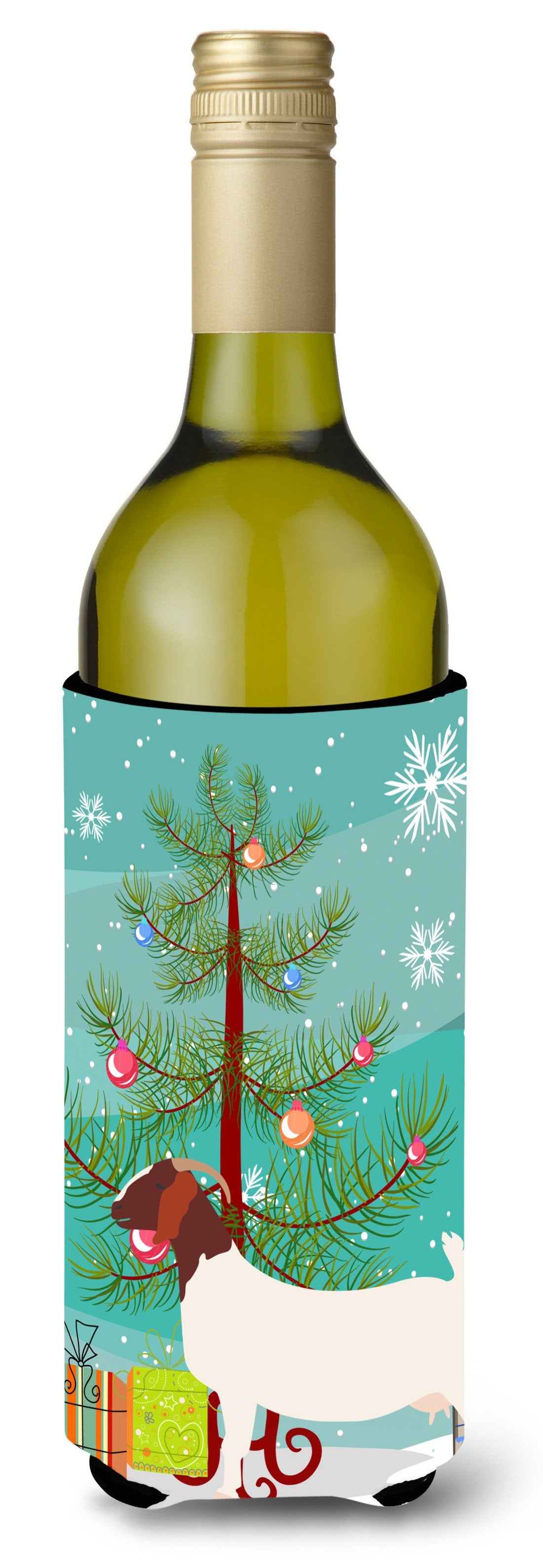 Boer Goat Christmas Wine Bottle Beverge Insulator Hugger BB9253LITERK by Caroline&#39;s Treasures