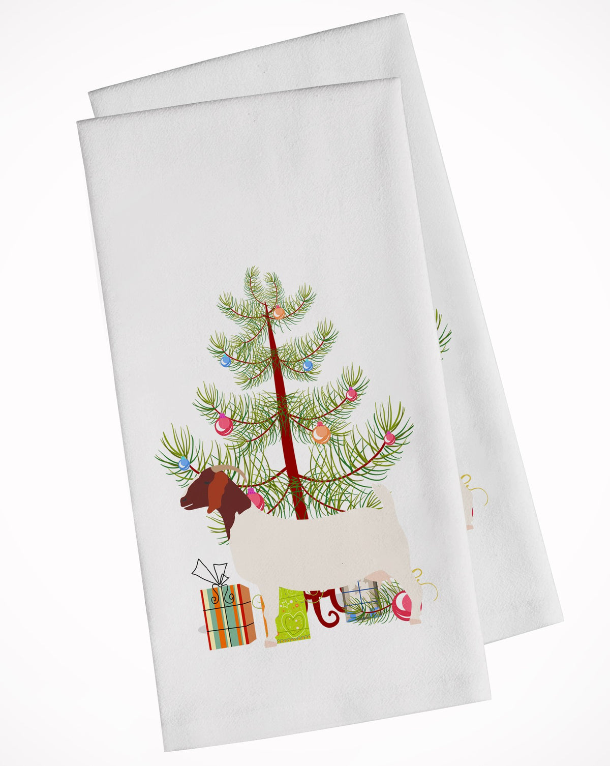 Boer Goat Christmas White Kitchen Towel Set of 2 BB9253WTKT by Caroline&#39;s Treasures