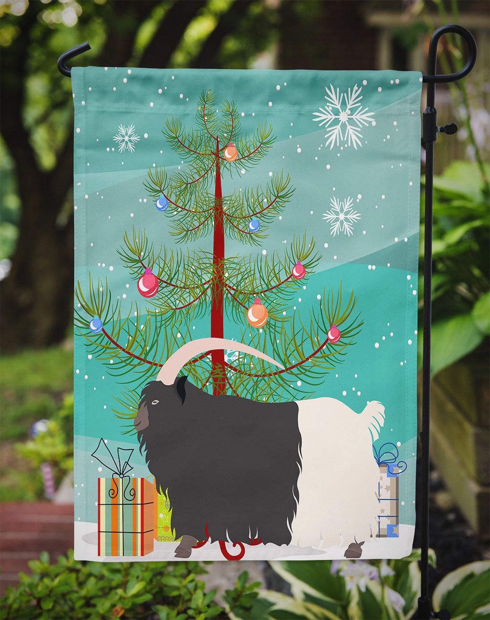 Welsh Black-Necked Goat Christmas Flag Garden Size BB9254GF  the-store.com.