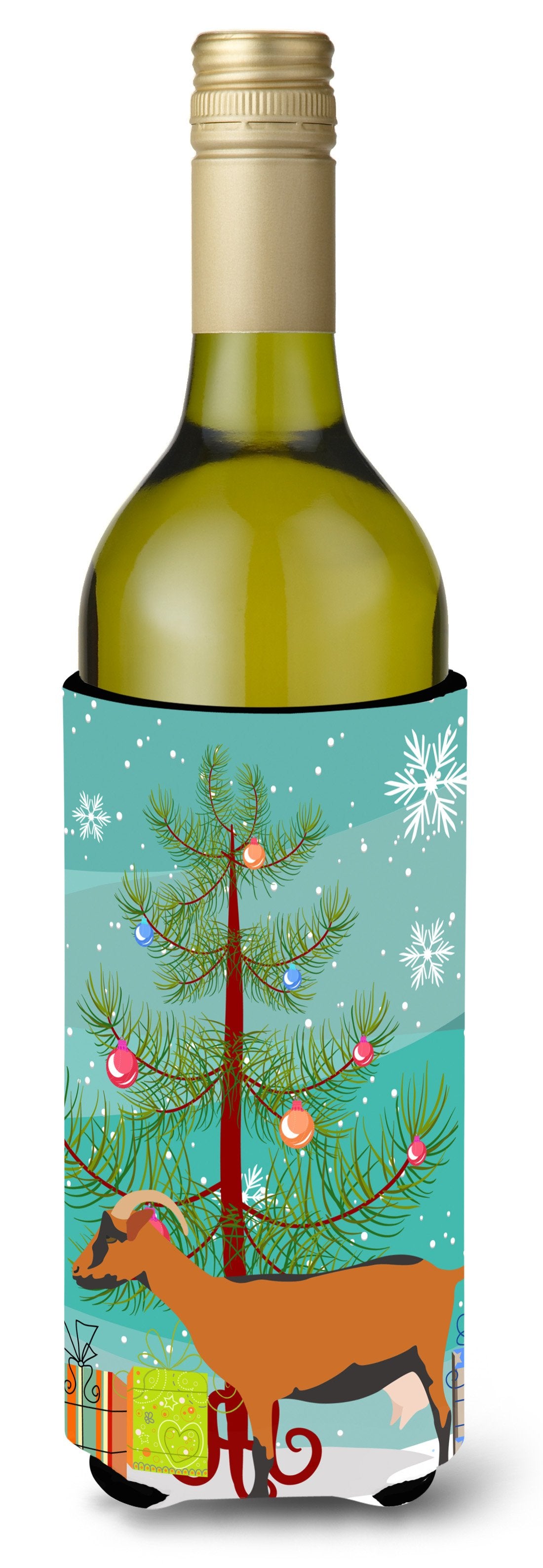 Oberhasli Goat Christmas Wine Bottle Beverge Insulator Hugger BB9255LITERK by Caroline&#39;s Treasures