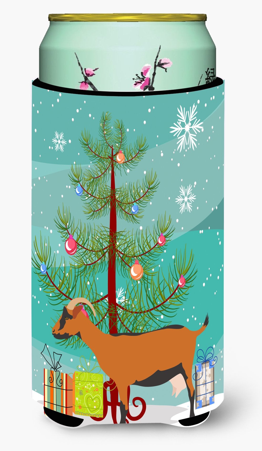 Oberhasli Goat Christmas Tall Boy Beverage Insulator Hugger BB9255TBC by Caroline&#39;s Treasures