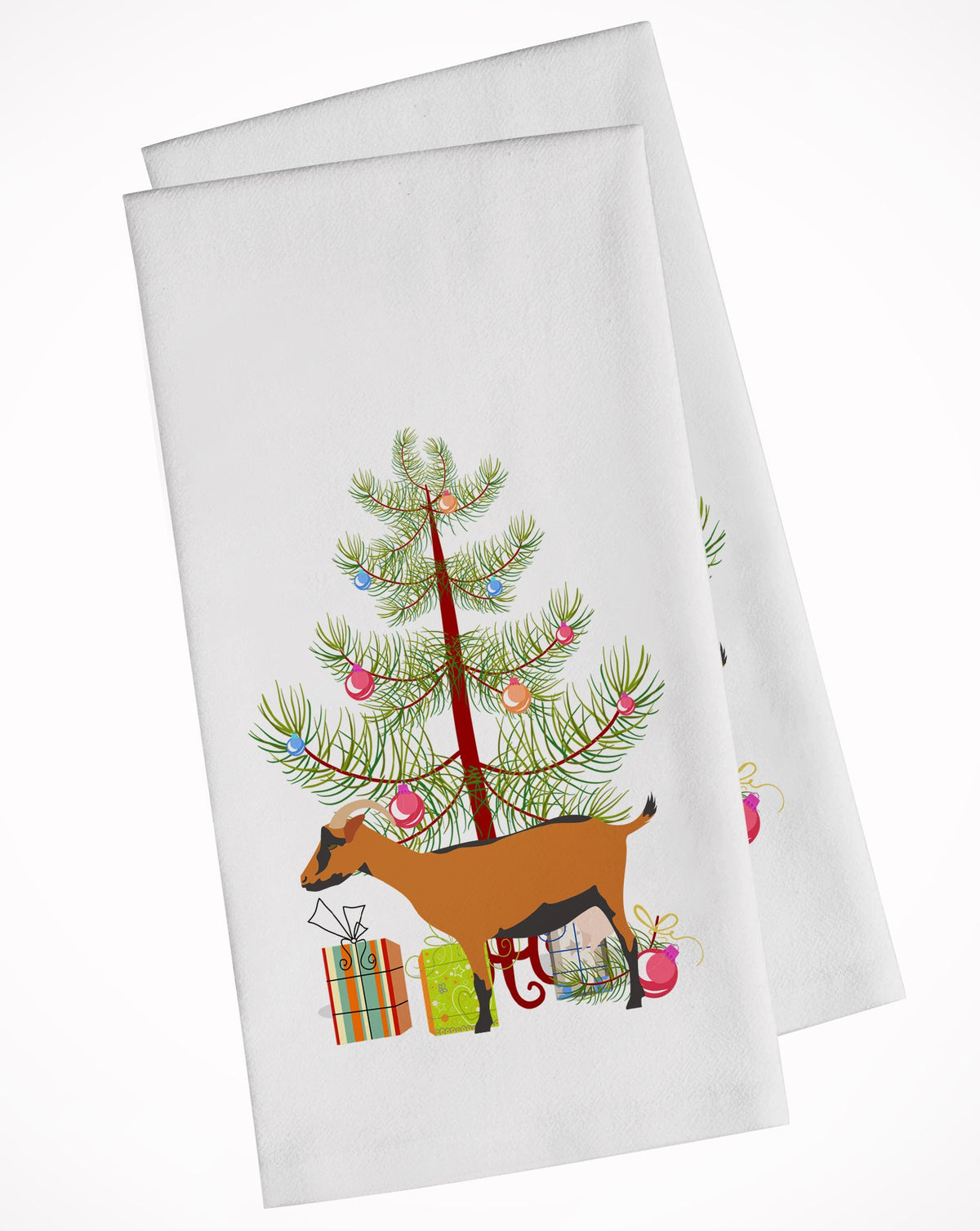 Oberhasli Goat Christmas White Kitchen Towel Set of 2 BB9255WTKT by Caroline&#39;s Treasures