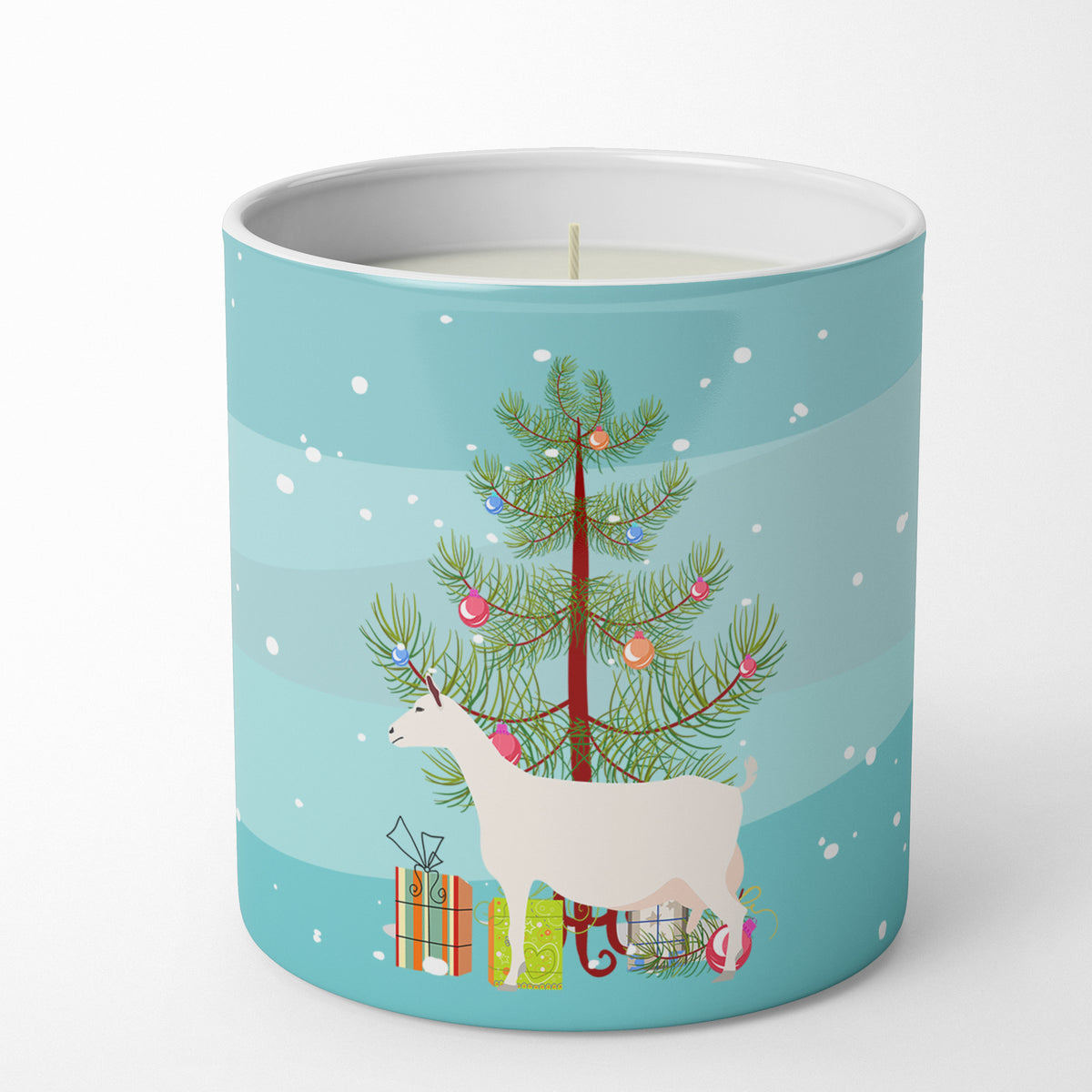 Buy this Saanen Goat Christmas 10 oz Decorative Soy Candle
