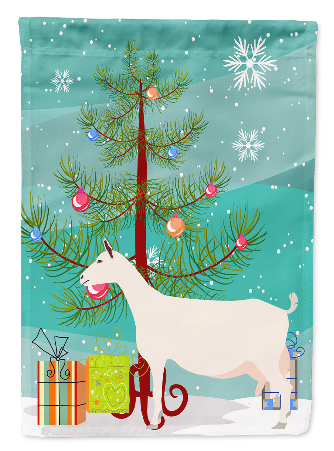Saanen Goat Christmas Flag Canvas House Size BB9256CHF