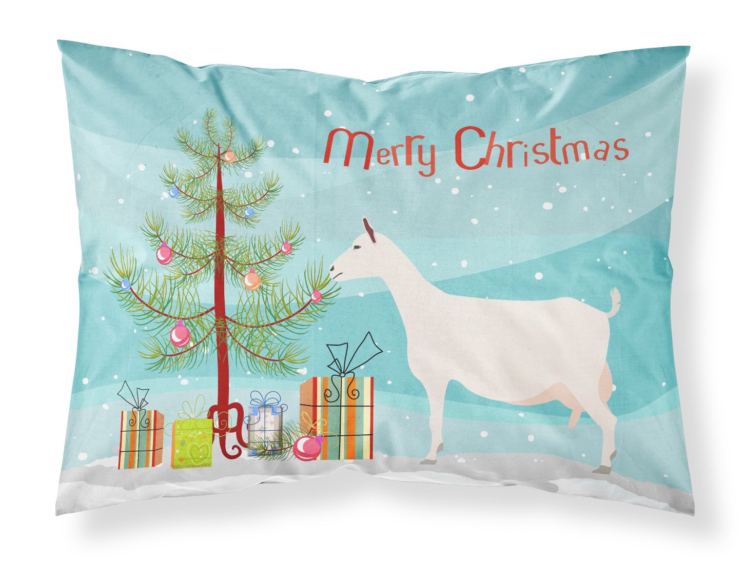 Saanen Goat Christmas Fabric Standard Pillowcase BB9256PILLOWCASE by Caroline's Treasures
