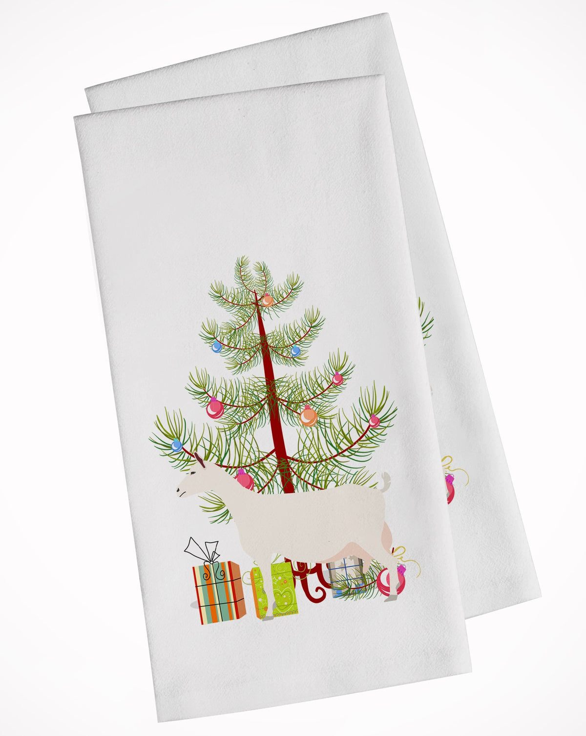 Saanen Goat Christmas White Kitchen Towel Set of 2 BB9256WTKT by Caroline&#39;s Treasures