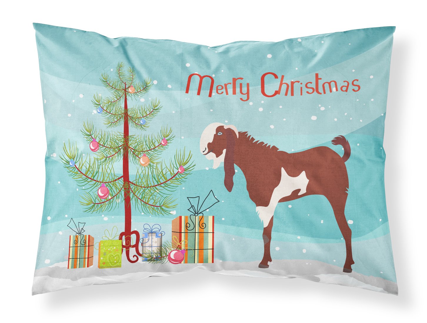 Jamnapari Goat Christmas Fabric Standard Pillowcase BB9257PILLOWCASE by Caroline's Treasures