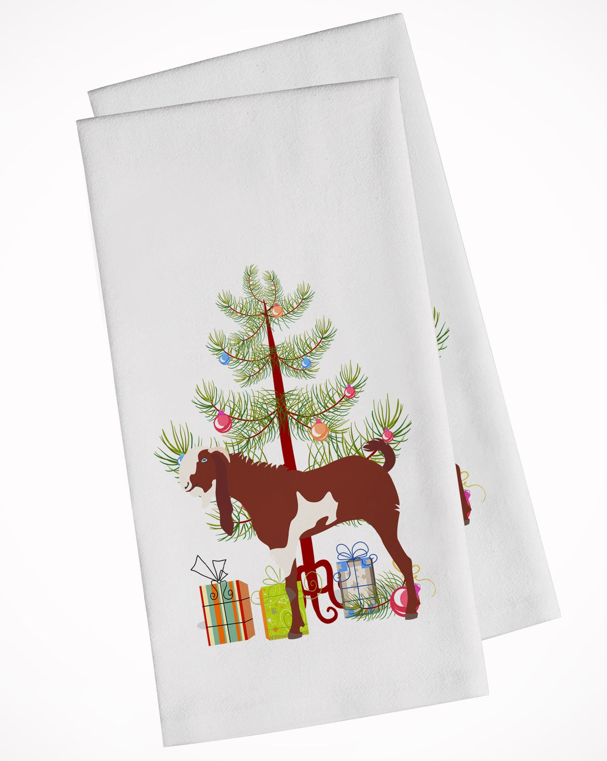 Jamnapari Goat Christmas White Kitchen Towel Set of 2 BB9257WTKT by Caroline&#39;s Treasures