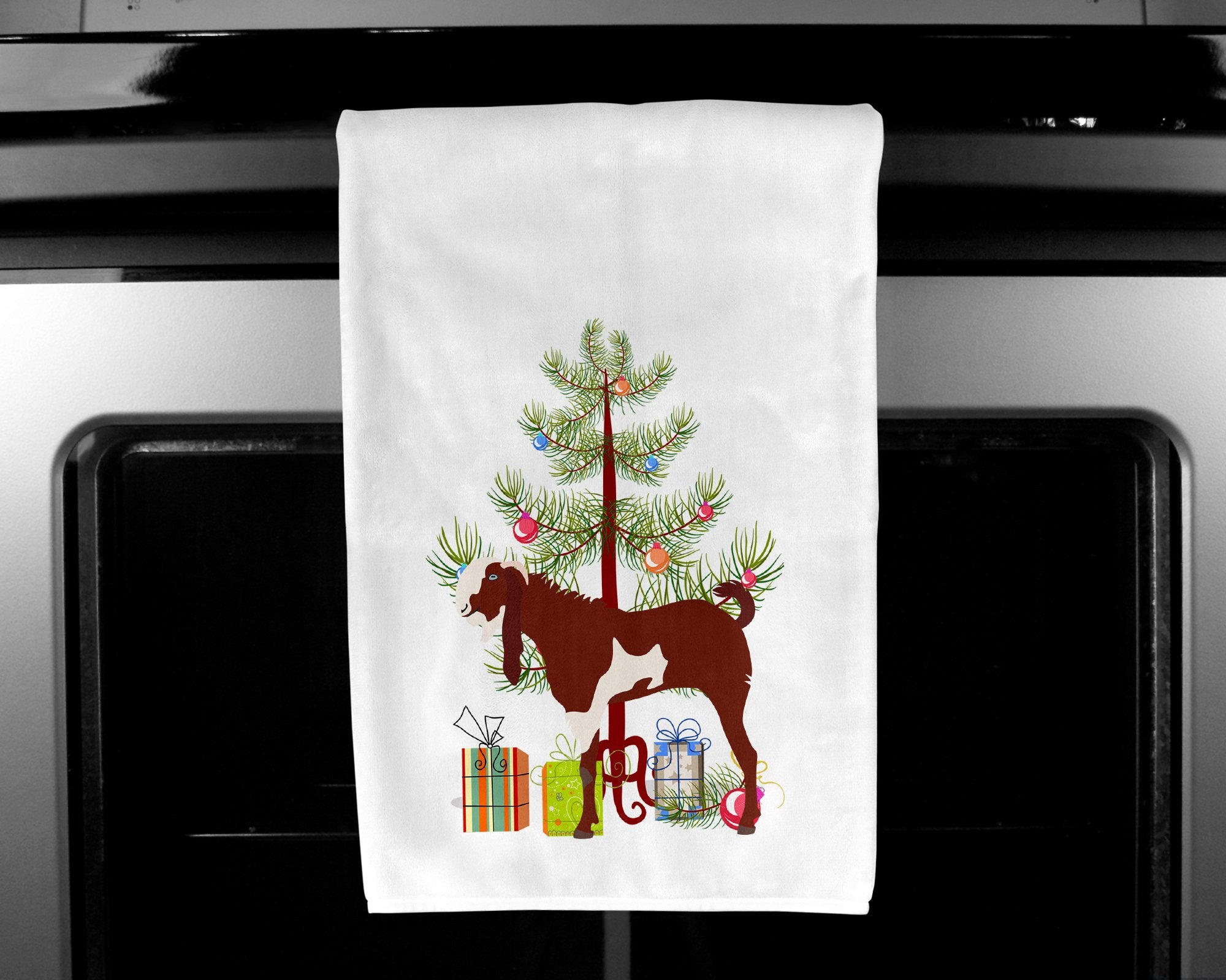 Jamnapari Goat Christmas White Kitchen Towel Set of 2 BB9257WTKT by Caroline's Treasures