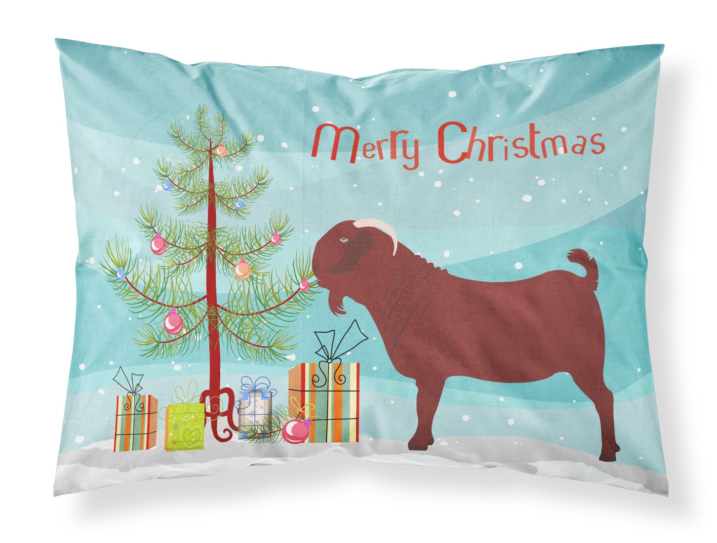 Kalahari Red Goat Christmas Fabric Standard Pillowcase BB9258PILLOWCASE by Caroline's Treasures