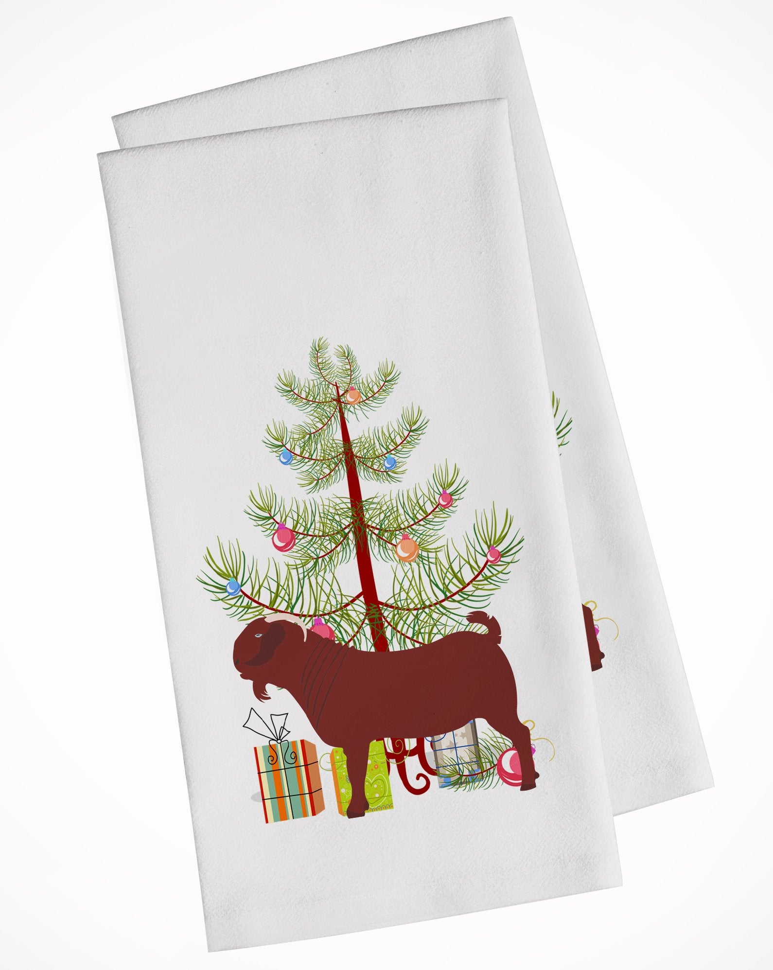 Kalahari Red Goat Christmas White Kitchen Towel Set of 2 BB9258WTKT by Caroline's Treasures