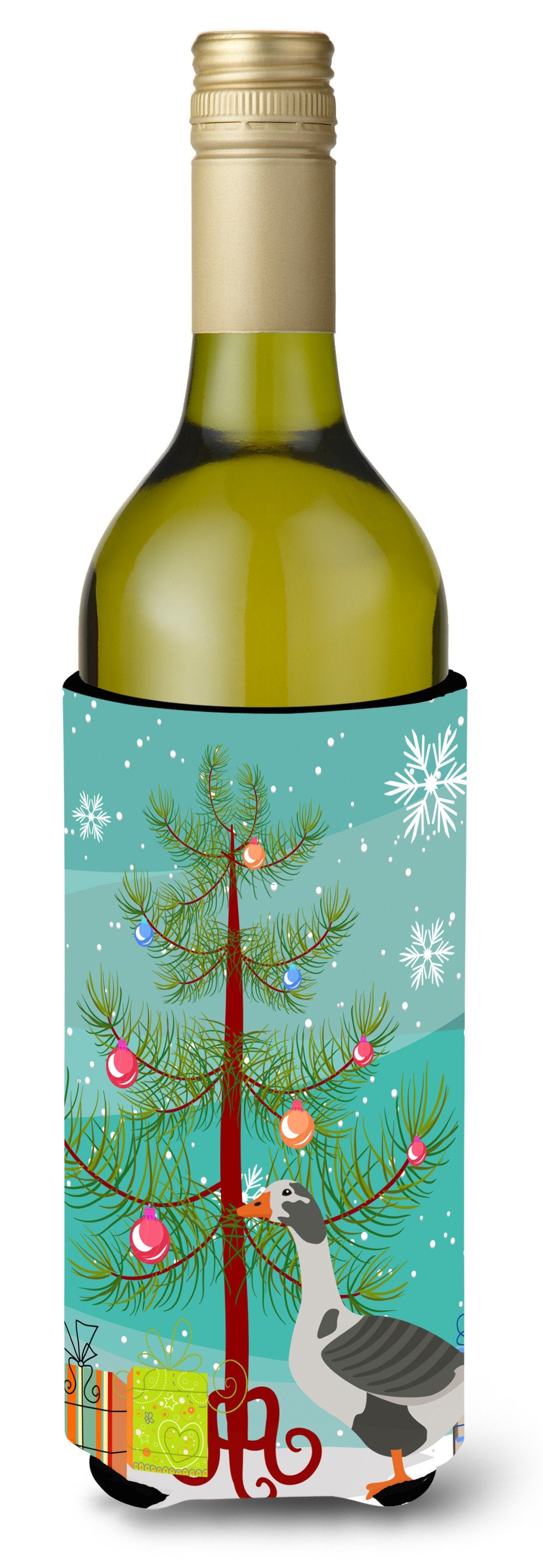 West of England Goose Christmas Wine Bottle Beverge Insulator Hugger BB9262LITERK by Caroline&#39;s Treasures